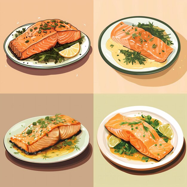 Vector baked honey mustard salmon