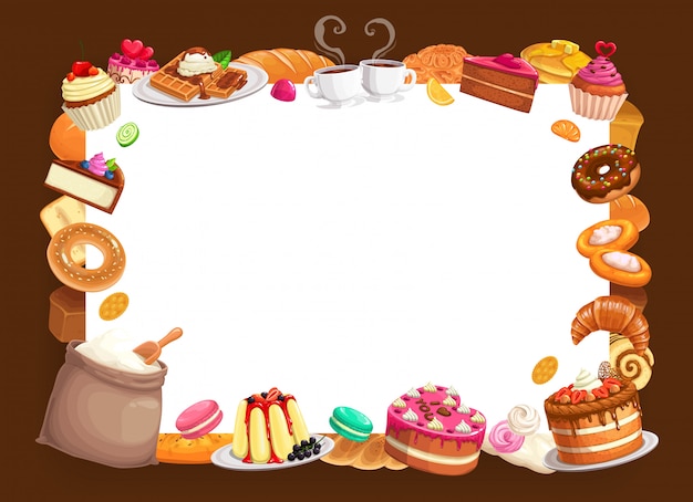 Vector baker shop  bakery pastry and desserts frame