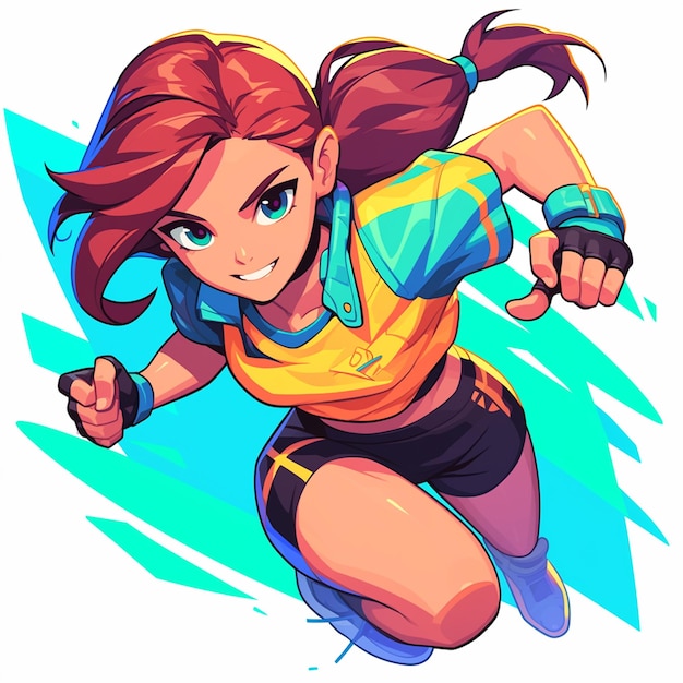 A Bakersfield girl goes parkour running in cartoon style