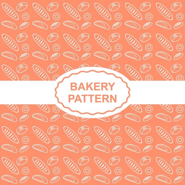 오렌지 배경에서 빵집과 빵 완벽 한 패턴입니다.