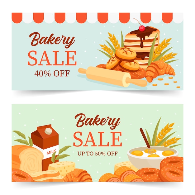 Vector bakery banners in flat design