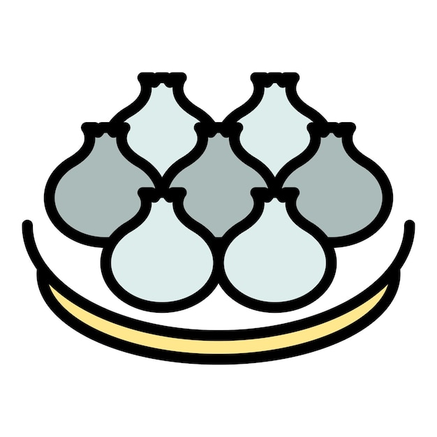 Vector bakery baozi icon outline vector taiwan food asian steam color flat