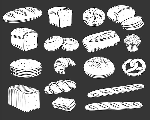 Bakery bread glyph white on black