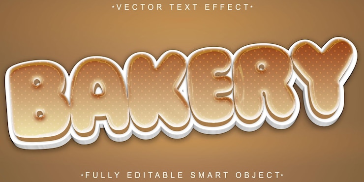 Vector 베이커리  페이스트리 케이크 신선한 따뜻한 완전히 편집 가능한 스마트 객체 텍스트 효과