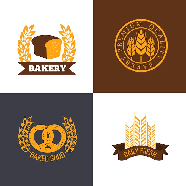 bakery and bread shop logo set