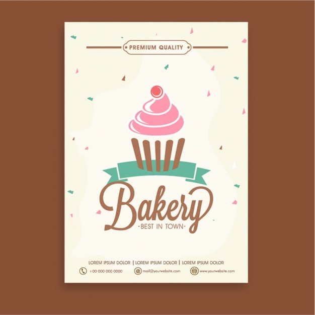 Bakery brochure template with decorative cupcake