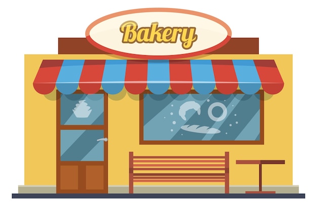 Vector bakery building icon pastry store cartoon front