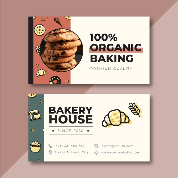 Vector bakery business card design template