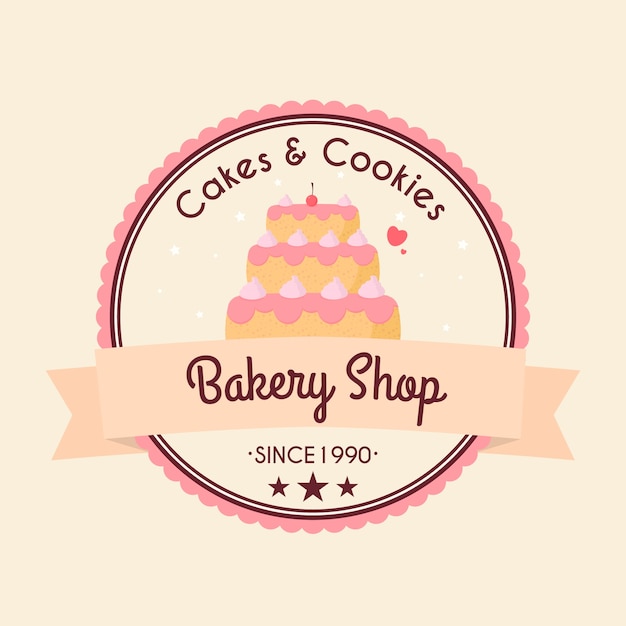 ベクトル パン屋さんのケーキのロゴのコンセプト
