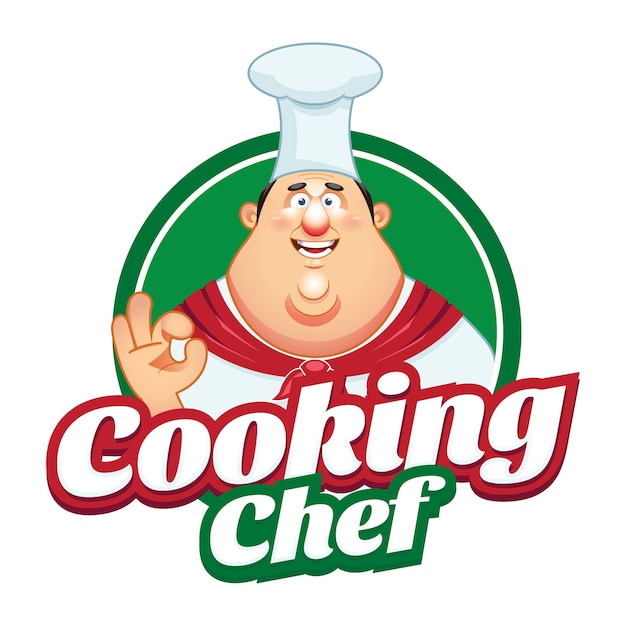 Vector bakery chef cartoon mascot logo