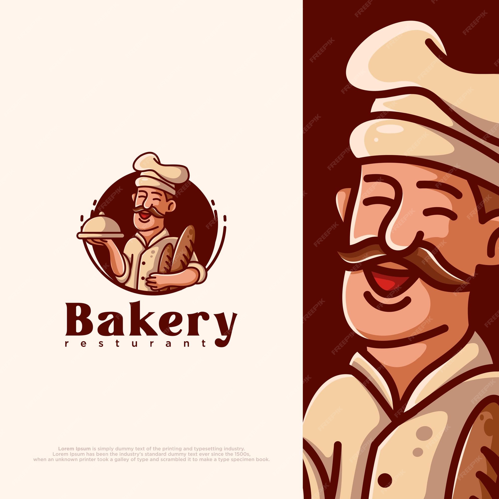 Premium Vector | Bakery chef logo illustration flat cartoon style Premium Vector | Bakery chef logo illustration flat cartoon style