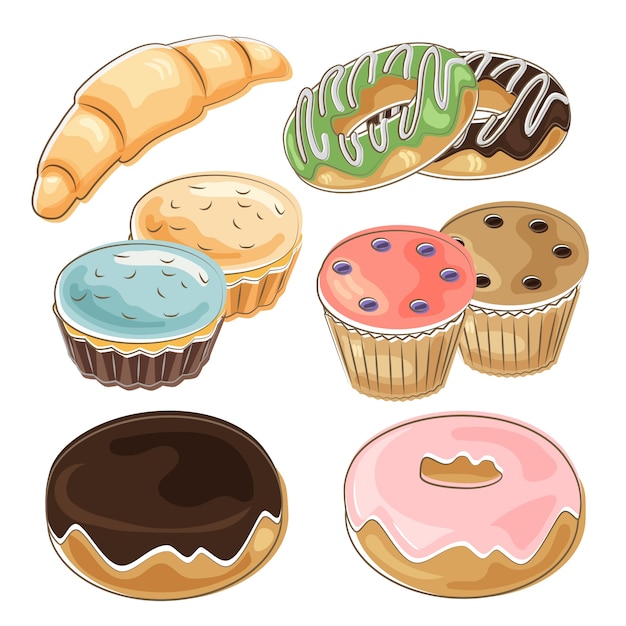 Vector bakery collection set in hand drawn style