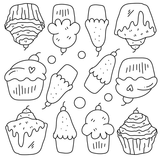 ラインスタイルのベーカリーカップケーキリソース