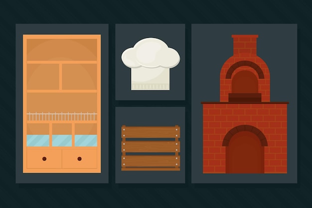 Bakery equipment icon set