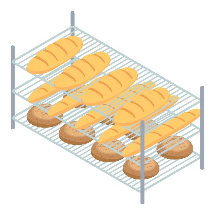 Vector bakery factory bread rack icon isometric of bakery factory bread rack vector icon for web design isolated on white background