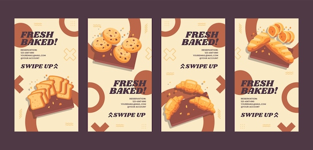 Vector bakery flat minimal instagram stories