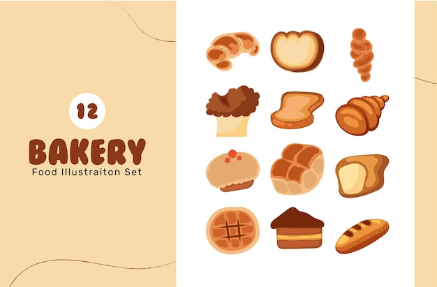 bakery food illustration set