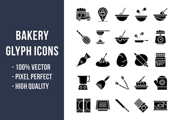 Vector bakery glyph icons