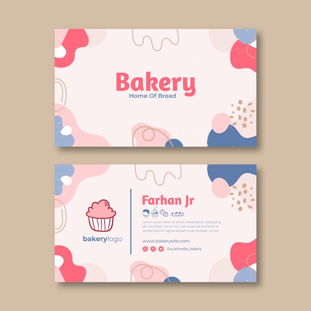 Vector bakery hand drawn business card