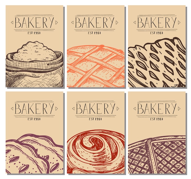 Vector bakery hand drawn restaurant menu cover