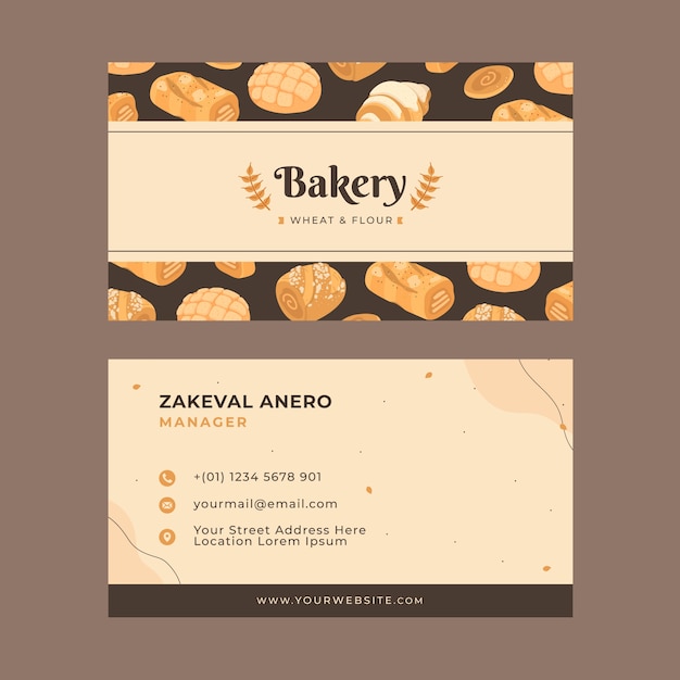 Vector bakery horizontal business card template