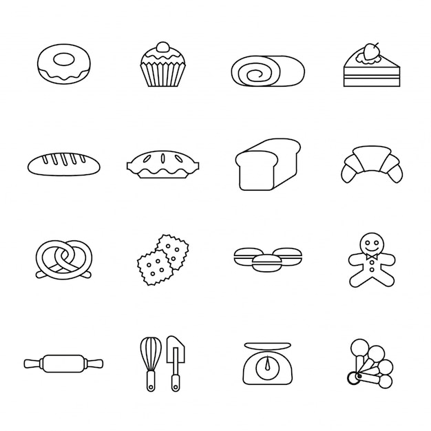 Vector bakery icons set