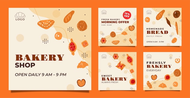 Vector bakery instagram post design template