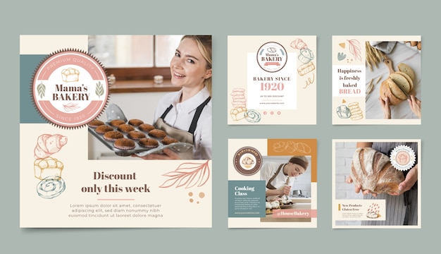 Bakery instagram post template set