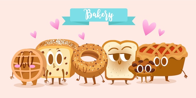 Vector bakery inzameling karakter