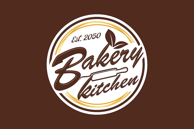 Bakery kitchen logo design rolling pin icon symbol elegant style vector template