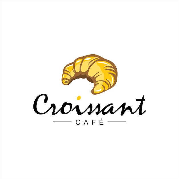 Bakery logo design golden croissant vector