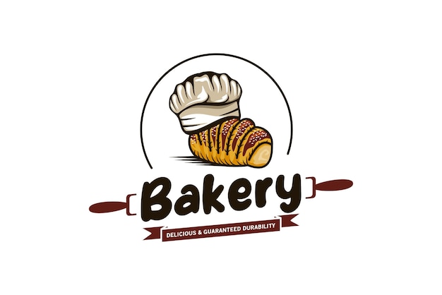 Bakery logo design handmade cake and bakery food logo vector illustration