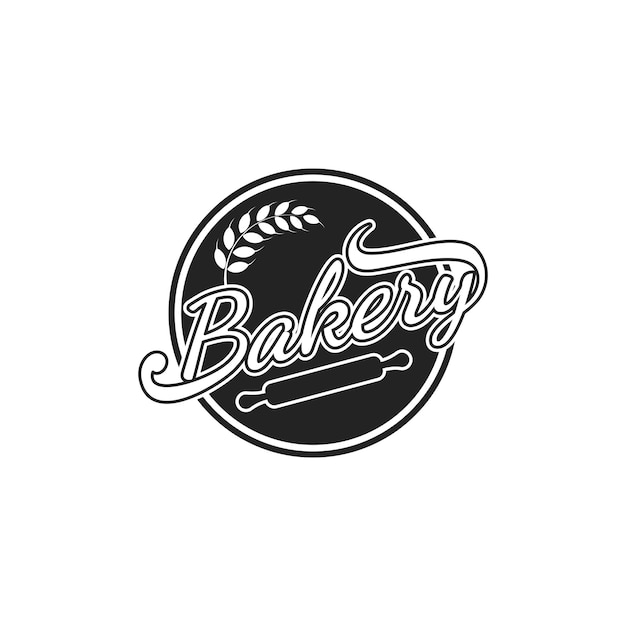 Bakery logo design idea with wheat circle vector template and label