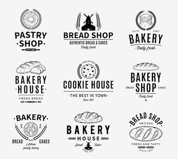 Bakery logo icons and design elements