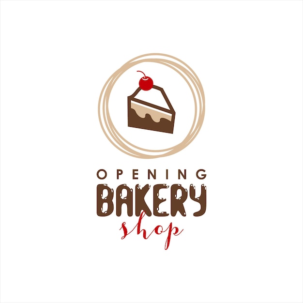 Bakery logo simple piece cake vector