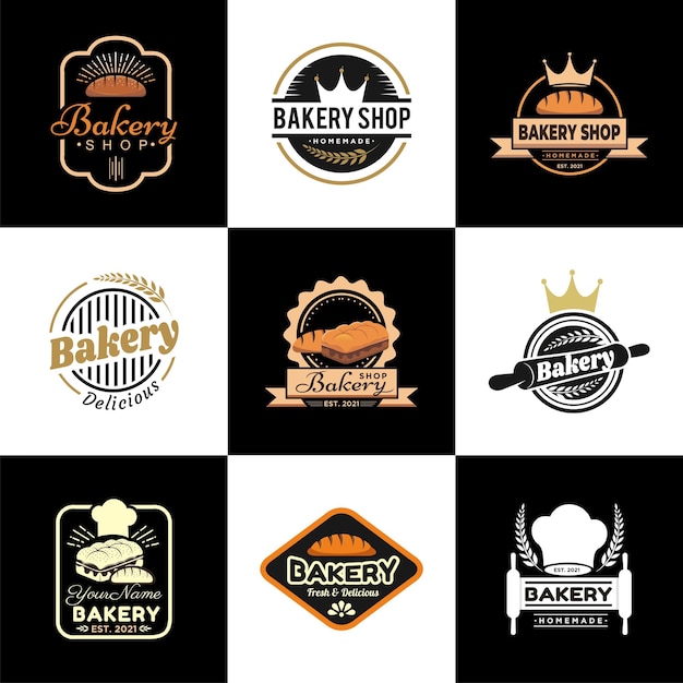 bakery logo vector design set