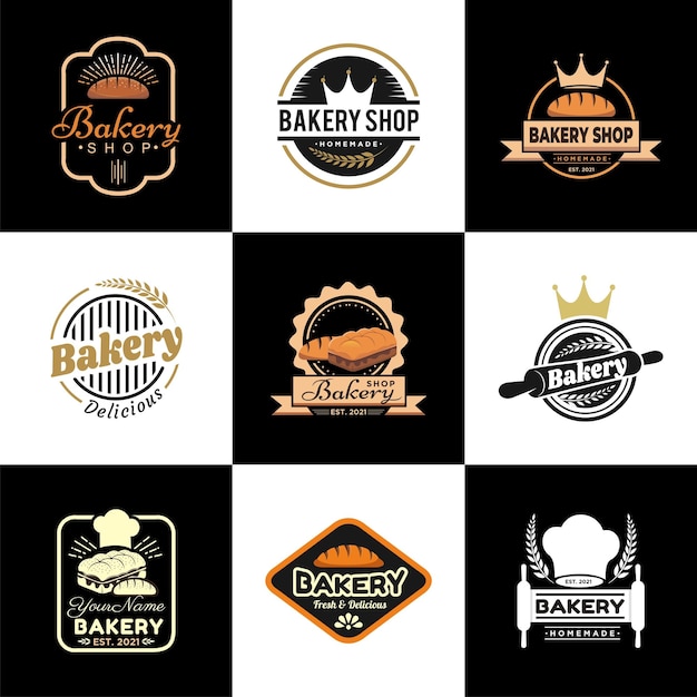 Bakery logo vector design set