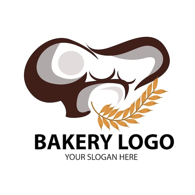 Bakery logo with chef toque hat and wheat tree bread or cake vector sign a bakery and patisserie