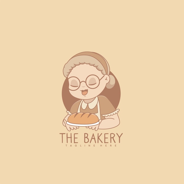 Bakery logo with grandma chef for bakery store logo