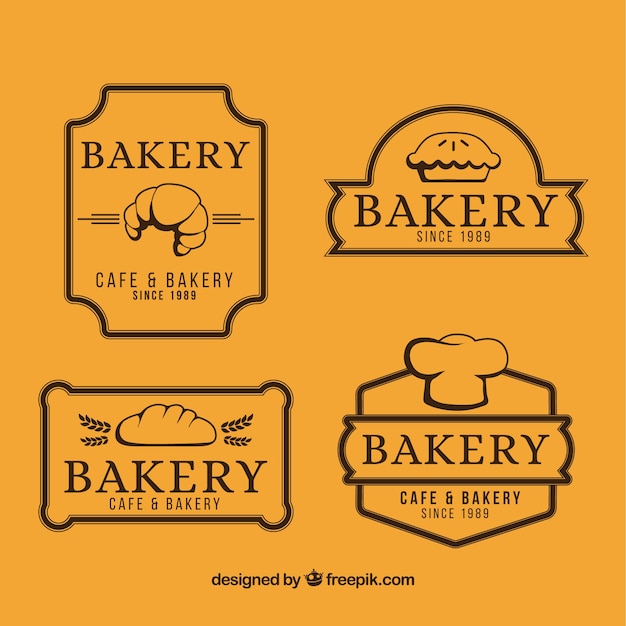 Bakery logos collection in flat style