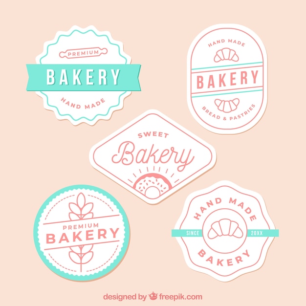 Bakery logos collection in flat style