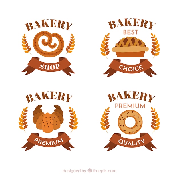 Bakery logos collection in flat style