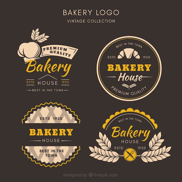 Vector bakery logos collection in vintage style