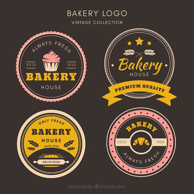 Vector bakery logos collection in vintage style