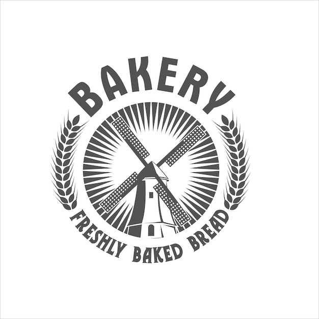 Bakery, monochrome vector retro logo mill.