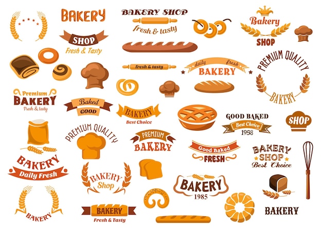 Bakery and pastry isolated design elements