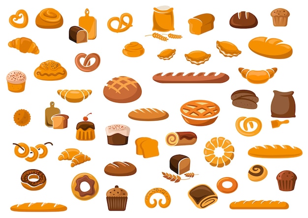 Bakery and pastry products icons