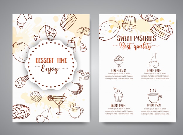 Bakery poster template with pastries. 