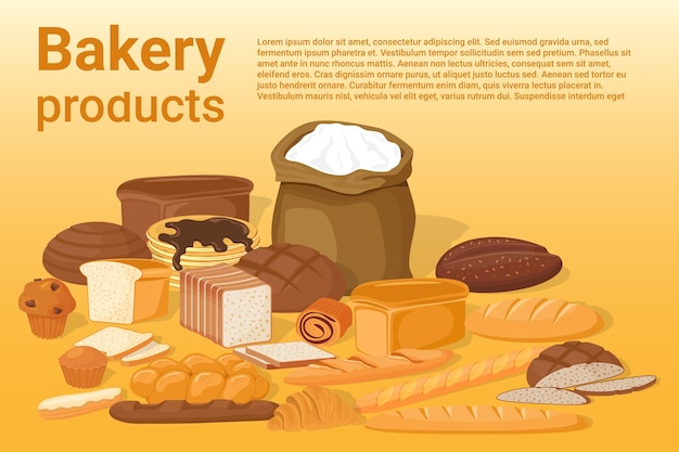 Bakery products confectionery products croissants and a french baguette a loaf of bread