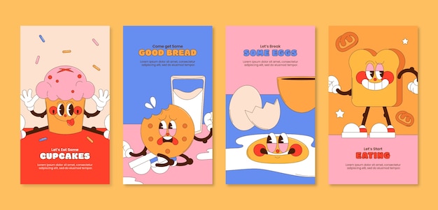 Vector bakery  products instagram stories template